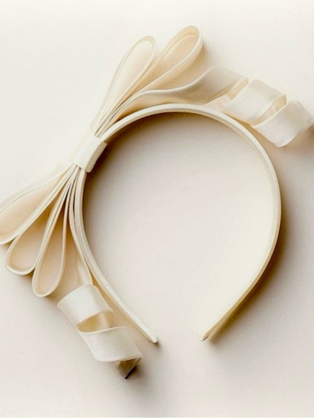 New Kate Spade satin bow girlie curly ribbon headband ivory coquette
